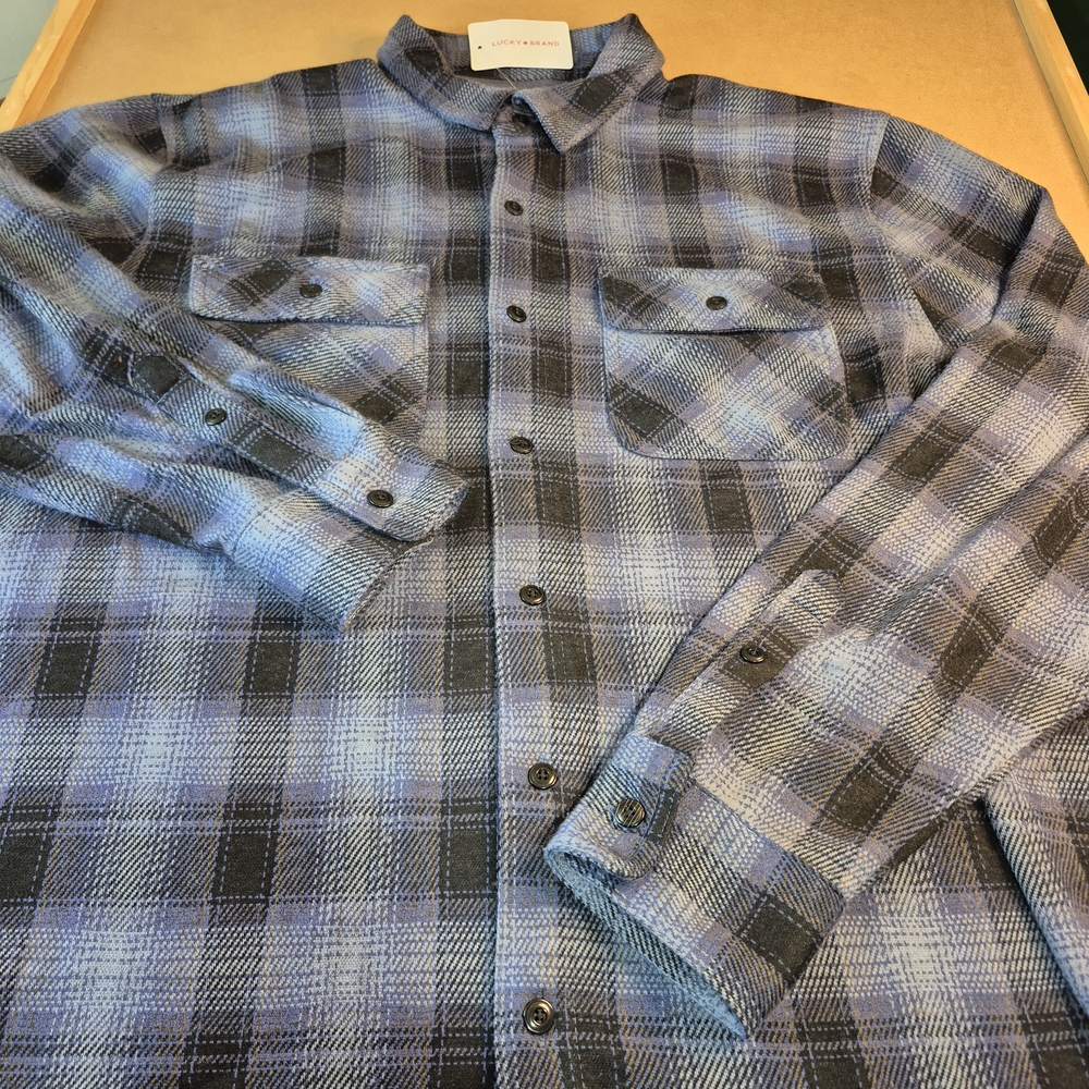 Lucky Brand Blue and Black Plaid Casual Button Down Shirt 3113/431